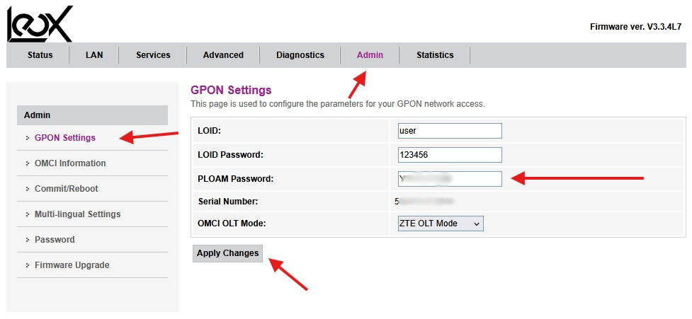 Leox admin interface