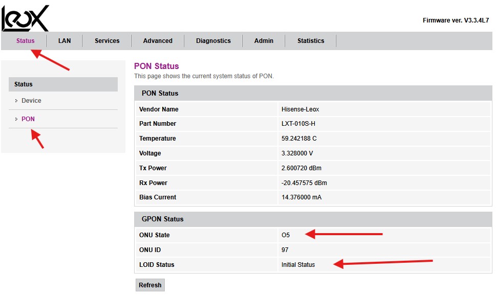 Leox status connected